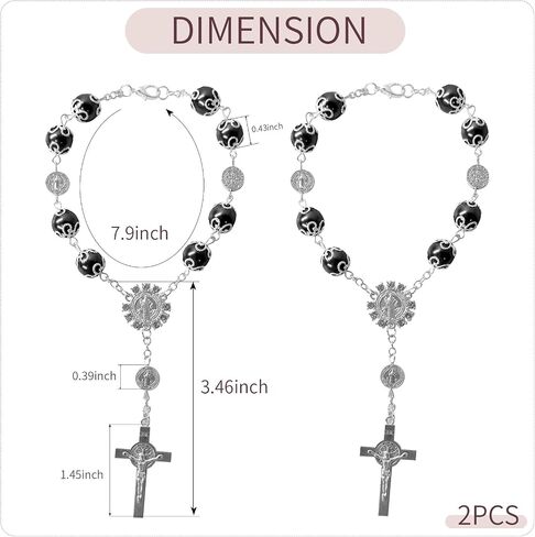 2 PCS Car Rosary لمرآة الرؤية الخلفية ، مخصصة المباراة المسبقة المسبقة التلقائية المسبحة المرآة المسبحة ، Universal Car View View Mirror Hanging Decor Exclseories for Woman Men (Black) in Kuwait