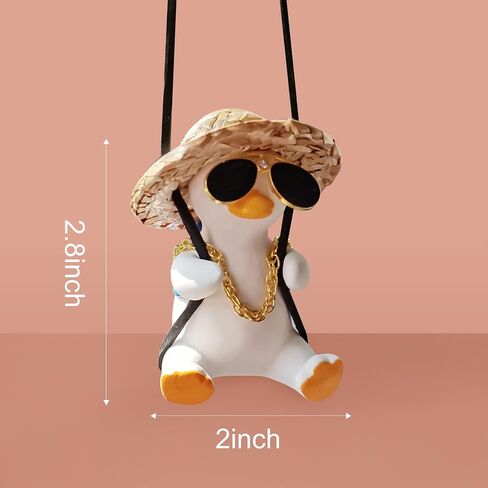 Swing Duck Car Hanging Ornament Cute Swing Duck Car Pendant Swing Duck Car Decoration Rearview Mirror Accessories Car Rearview Mirror Women Car Interior Accessories (Sunglasses Necklace Duck) in Kuwait
