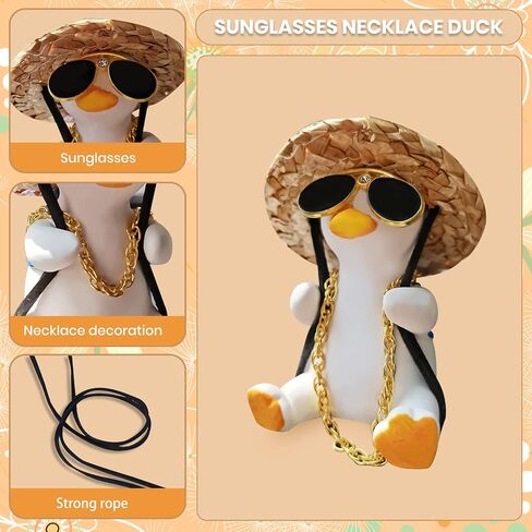 Swing Duck Car Hanging Ornament Cute Swing Duck Car Pendant Swing Duck Car Decoration Rearview Mirror Accessories Car Rearview Mirror Women Car Interior Accessories (Sunglasses Necklace Duck) in Kuwait