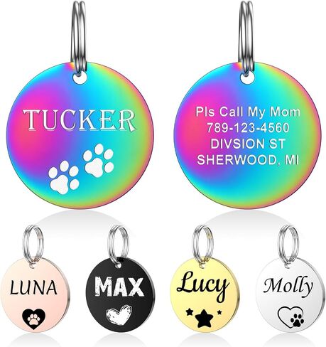 Dog Tags Personalized for Pets - YEHANTI Personalized Dog Tags with Lovely Icons, Durable Stainless Steel Pet ID Tags for Small Large Dogs Cats, Custom Dog Name Tags Engraved on Both Sides (Bone) in Saudi Arabia