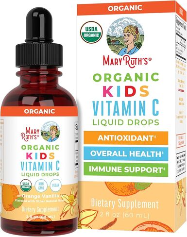 MaryRuth Organics USDA Kids Vitamin C Drops | Vegan Immune Support Supplement for Ages 4-13 | Immune Support & Overall Health | Vitamin C from Organic Acerola Fruit Extract | 2oz in Saudi Arabia