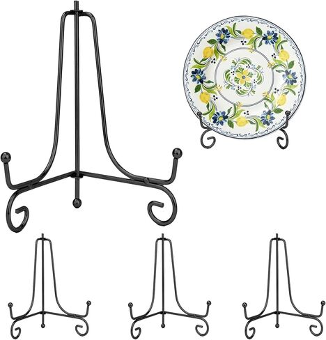 Plate Stands for Display, 4 Pack Iron Display Stand, 4 Inch Black Mini Easel Stand Holder Picture Photo Stand Foldable Plate Holder Display Stand for Picture Photo Frames Decorative Plates Books Arts in Saudi Arabia