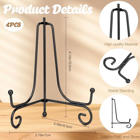 صفيحة تقف للعرض ، 4 حزمة الحديد معروضة حامل ، 4 بوصات مصغرة سوداء الحامل الحامل صورة الصورة حامل قابلة للطي in Kuwait