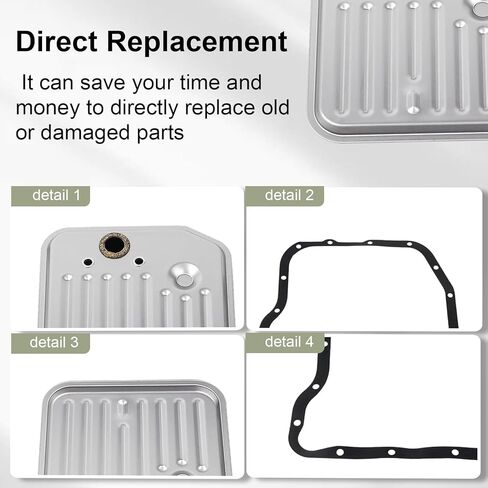 42RE 44RE 46RE 47RE 48RE OILLER TRANSMISMATION FILTER PAN PAN KIT FOR 1998-2010 DODGE RAM 1500 2500 3500 DAKOTA DURANGO GRAND CHEROKEE يحل محل# 52118789 5211-8789 in Kuwait