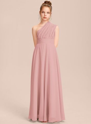 Halter One Shoulder Junior Bridesmaid Dress V Neck Floor Length Flower Girl Dresses for Wedding Teen Girls Party in Saudi Arabia
