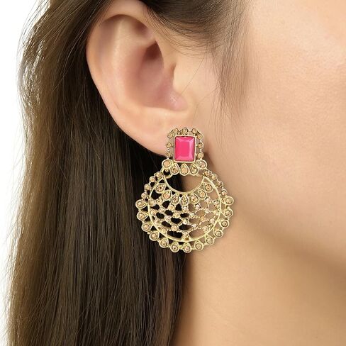 I Jewels Gold Plated Indian Wedding Bollywood Stone Work Design Choker Necklace Jewellery Set With Chandbali Earring & Maang Tikka For Women (M4172) in Saudi Arabia