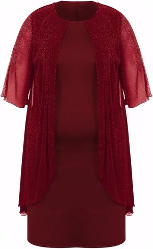 ZNU Plus Size Women Elegant Wedding Guest Mesh Dress Formal Gowns - 2025 Cocktail Party Midi Dress Half Sleeve in Saudi Arabia