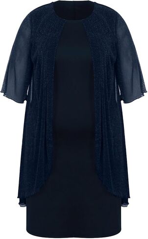 ZNU Plus Size Women Elegant Wedding Guest Mesh Dress Formal Gowns - 2025 Cocktail Party Midi Dress Half Sleeve in Kuwait