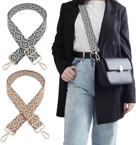 2 حزمة محفظة قابلة للتعديل ، أحزمة الكتف البديلة 1.5 بوصة للحقائب اليدوية ، حزام حقيبة متعددة النماذج مطرزة على جاكار. in Kuwait