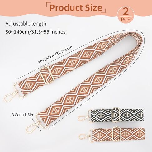 2 حزمة محفظة قابلة للتعديل ، أحزمة الكتف البديلة 1.5 بوصة للحقائب اليدوية ، حزام حقيبة متعددة النماذج مطرزة على جاكار. in Kuwait