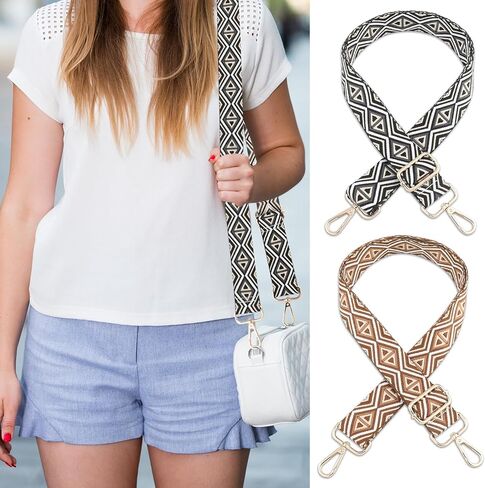 2 حزمة محفظة قابلة للتعديل ، أحزمة الكتف البديلة 1.5 بوصة للحقائب اليدوية ، حزام حقيبة متعددة النماذج مطرزة على جاكار. in Kuwait