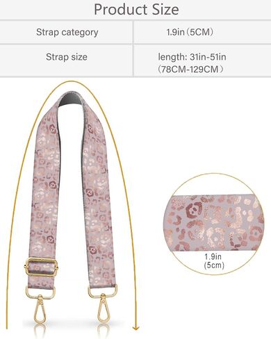 Purse Strap Replacement Crossbody 2" Wide Shoulder Strap, Cute Handbag Strap Bag Strap Replacement Belts Adjustable Glitter Pink Leopard in Saudi Arabia