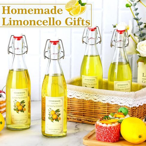 Havawish 10 Pcs 17 oz Swing Top Glass Bottles for Limoncello Homemade Clear Flip Top Bottles with Airtight Cap Lids Labels for Homemade Limoncello Wedding Baby Shower Favors(Round Style) in Kuwait