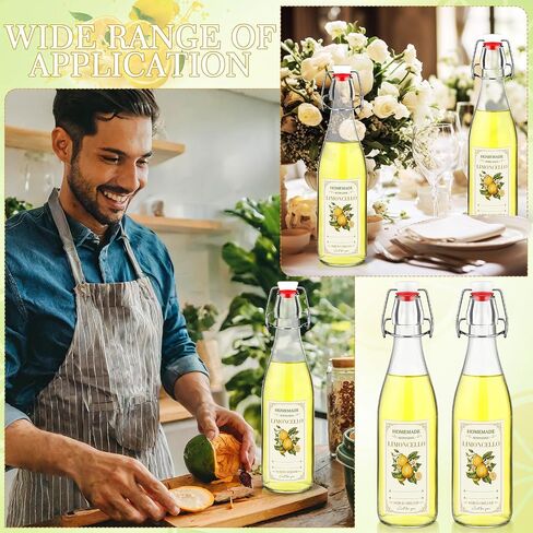 Havawish 10 Pcs 17 oz Swing Top Glass Bottles for Limoncello Homemade Clear Flip Top Bottles with Airtight Cap Lids Labels for Homemade Limoncello Wedding Baby Shower Favors(Round Style) in Kuwait