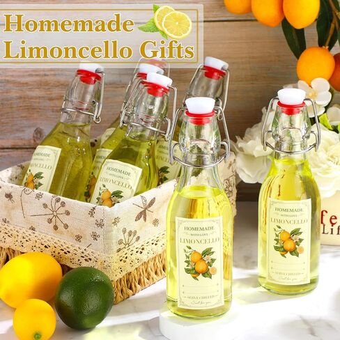 Havawish 10 Pcs 17 oz Swing Top Glass Bottles for Limoncello Homemade Clear Flip Top Bottles with Airtight Cap Lids Labels for Homemade Limoncello Wedding Baby Shower Favors(Round Style) in Kuwait