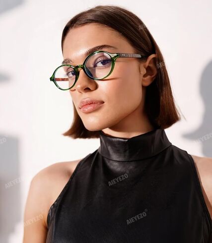 AIEYEZO Retro Round Blue Light Glasses for Men Women Fashion 90s Vintage Trendy Oval Round Frame Nerd Glasses in Saudi Arabia