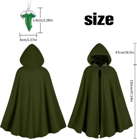 MyersCostume Medieval Hooded Cloak with Leaf Brooch Necklace, 2 Pcs Adult Renaissance Viking Hooded Cloak in Saudi Arabia