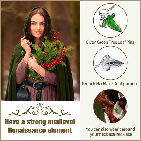 MyersCostume Medieval Hooded Cloak with Leaf Brooch Necklace, 2 Pcs Adult Renaissance Viking Hooded Cloak in Saudi Arabia
