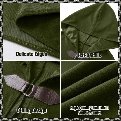 MyersCostume Medieval Hooded Cloak with Leaf Brooch Necklace, 2 Pcs Adult Renaissance Viking Hooded Cloak in Saudi Arabia
