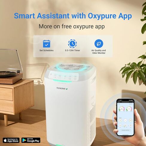 منقي الهواء الذكي Nuwave OxyPure ZERO E500، مساحة كبيرة تصل إلى 1082 قدم مربع، صفر نفايات وبدائل فلتر صفر، حساسية الحيوانات الأليفة، الغبار، الدخان، ترشيح هواء مزدوج ثلاثي المراحل in Saudi Arabia