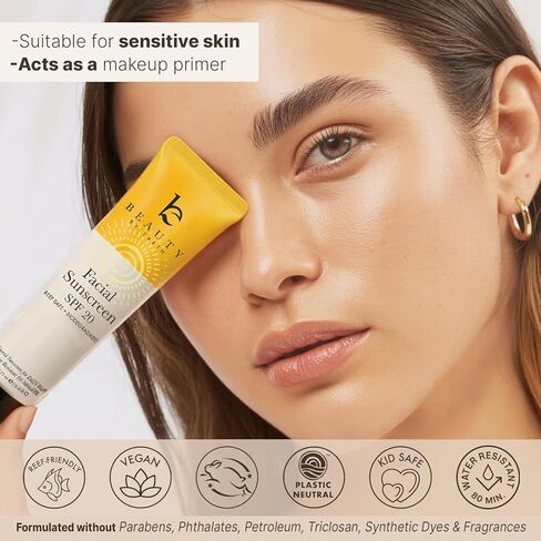 واقي من الشمس للوجه بعامل حماية من الشمس 20 - واقي من الشمس معدني للوجه، واقي من الشمس صديق للشعاب المرجانية بمكونات طبيعية وعضوية، واقي من الشمس قابل للتحلل البيولوجي، واقي من الشمس من أكسيد الزنك للاستخدام اليومي، واقي من الشمس للوجه بحجم مناسب للسفر in Kuwait