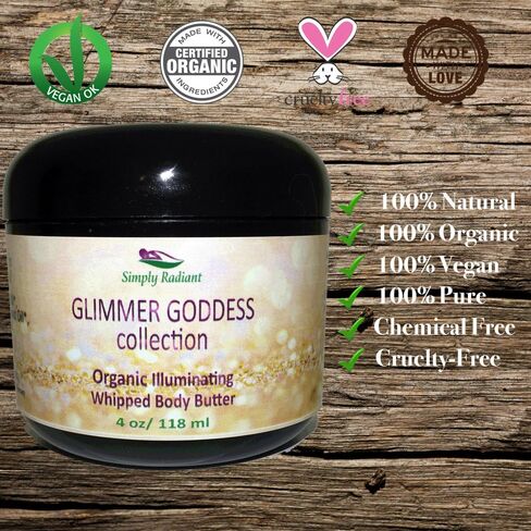 GLIMMER GODDESS Organic Whipped Body Butter - Sexy Level 2 Diamond Shimmer, 4.0 oz in Kuwait