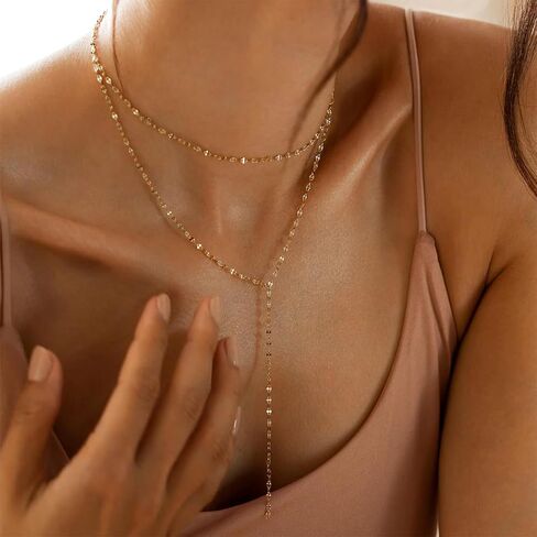 Lariat Gold Long Necklaces for Women Drop Chain Necklace Y-Shaped Body Chain Stack Wedding Necklaces Trendy in Saudi Arabia