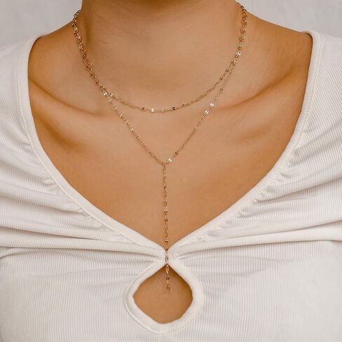 Lariat Gold Long Necklaces for Women Drop Chain Necklace Y-Shaped Body Chain Stack Wedding Necklaces Trendy in Saudi Arabia