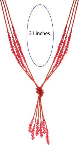 Long Chic Tassel Pendant Y Necklace Crystal Beads Lariat Knot Strand Necklace Sweater Chain Jewelry Gift for Women in Saudi Arabia