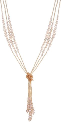 Long Chic Tassel Pendant Y Necklace Crystal Beads Lariat Knot Strand Necklace Sweater Chain Jewelry Gift for Women in Saudi Arabia