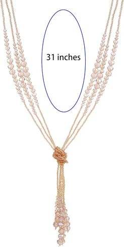 Long Chic Tassel Pendant Y Necklace Crystal Beads Lariat Knot Strand Necklace Sweater Chain Jewelry Gift for Women in Saudi Arabia