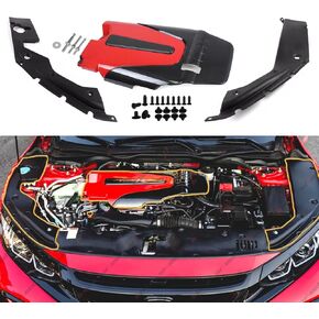 Engine Valve Cover & Engine Bay Side Panels Compatible with 2016-2020 Honda Civic 1.5t Engine, Red Black