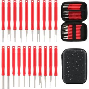 Bibabala Terminal Pin Removal Tool Kit, Electrical Connector Depinning Tool for Car Household Devices(Red)