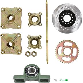 WFLNHB 32 Live Rear Axle Kit Disc Wheel Hub 428 Sprocket Replacement for Go Kart ATV Quad Drift Trikes