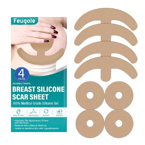 Silicone Scar Sheets for Breast, Silicone Scar Tape, Medical Grade Scar Removal Strips，Reusable and Effective Breast Silicone Scar Sheets, 4 Pair