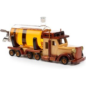 Truck Wine & Whiskey Decanter for Wine Bourbon Scotch or Whiskey Fathers Trucker Gift 1000ml 18"L, Gifts for Dad, Him - Trucker Gifts, Trucks Driver Gift, Truck Figurine for Home Bar