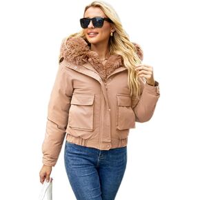 Winter Coats for Women Thickened Puffer Jacket with Detachable Fur Hood Winter Warm Parka Puffer Coat