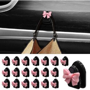 20 Pcs Coquette Bow Sticky Hooks for Car - Vehicle Decorative Key Holders Hook, Cute Bows Self-Adhesive Hooks for Organizing Essentials Cars Interior Accessories