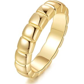 14K Gold Rings for Women Non Tarnish Chunky Square Interspaced Womens Gold Rings 5-9