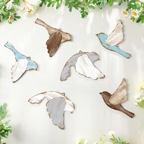 Wesiti 6 PCS Rustic Bird Wall Art Farmhouse Wooden Flying Bird Rusty الاسكندنافي المنزلي ديكور جدار ديكور للزخارف المنزل غرفة نوم غرفة المعيشة