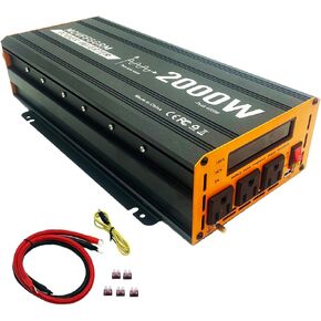 2000W Pure GEN GENTERTER POWER PEEK-4000 WATT ، DC 12V to 110V ، مع 3XAC ، منفذ USB ، شاشة LCD الرقمية