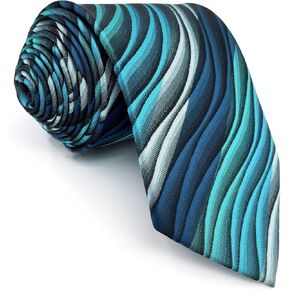 S & W Shlax & Wing Mens Tie Neckties هندسة تموج مزخرفة باللون الأزرق الأزرق للبدلات