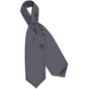 Vesuvio Napoli Ascot Solid Charcoal Gray Color Cravat Gray Gray Men's Neck Tie