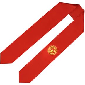 Kyrgyzstan Flag Graduation Sash/Stole/Scarf 180X13CM Double Sided for Study Aboard International Students Graduation Decoration Item Gift