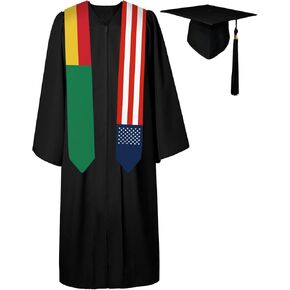 سرق 72 بوصة من Benin Flag و USA Flag التخرج من تخرج البالغين للجنسين للجنسين Scarf International (لا تشمل ثوب البكالوريا والقبعة)
