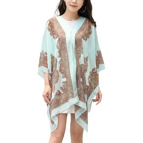 Xunger Women's Floral Ice Silk Cooling Sunproof Shawl UV Blocking Lightweight Multi-Way Wrap Beach Cover-Up Chiffon Scarf