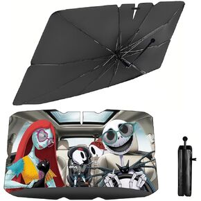 Black Dragon Umbrella Sunshade for Car Windshield (57x31 Inches) with 360°Rotation Bendable Handle, Foldable Car Windshield Sunshade Umbrella for SUV Truck, Protector Blocks UV