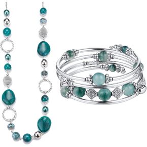 Pearl & Club Long Silver Chain Necklace Skelet Bangled Bangelet