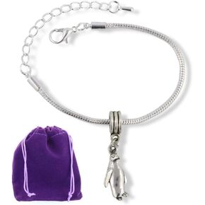 Dave The Bunny Penguin Bracelet - Stainless Steel Snake Chain with Metal Alloy Charm - Elegant Penguin Stuff for Fashionable Accessories and Thoughtful Penguin Gifts