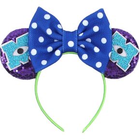 FACHPINT Purple Bigeyemonster Adult Hairband, Sequin Mouse Ears Headband for Women, Glitter Mouse Ears for Girl Party Princess Decoration Cosplay Costume